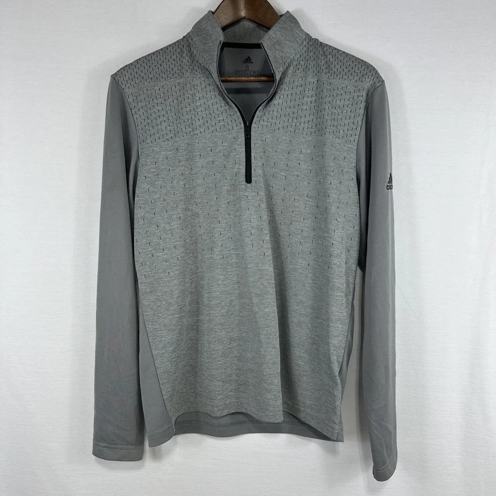 Adidas 1/4 Zip‎ Shirt Men's Small Gray Long Sleeve Performance Soccer Running